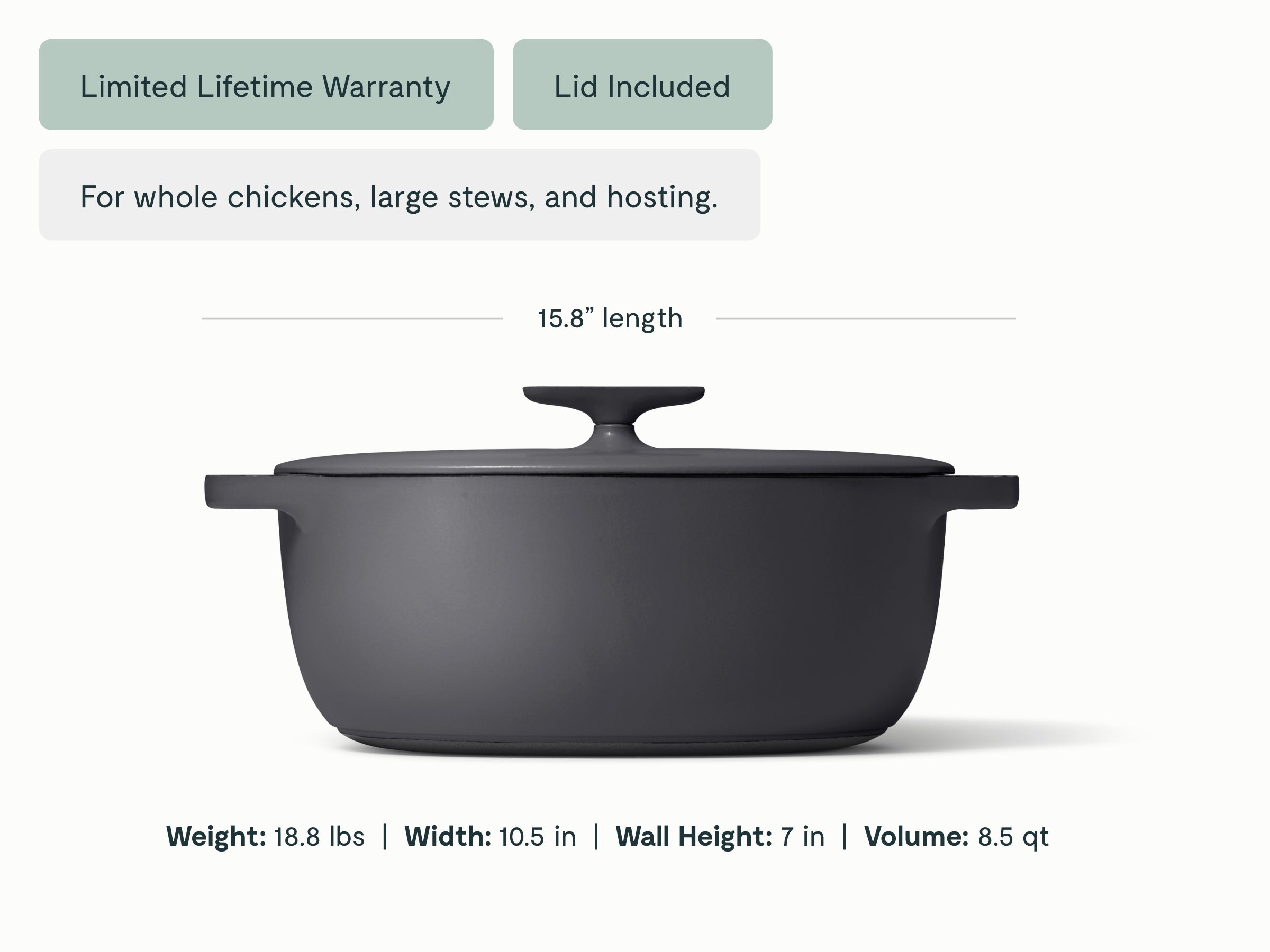 8 qt Enameled Cast Iron Oval Dutch Oven - Image 16
