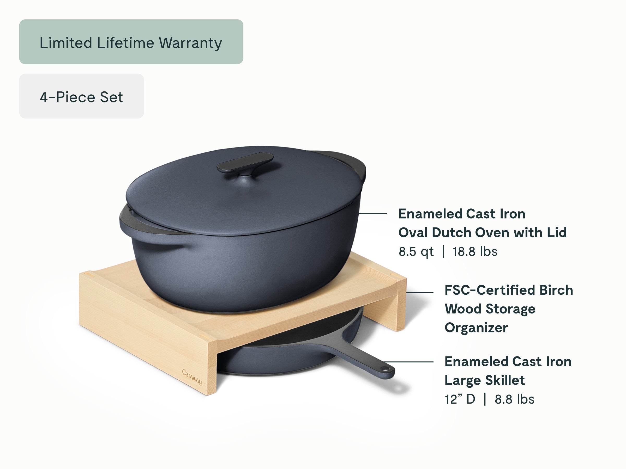 Large Enameled Cast Iron Duo - Image 7
